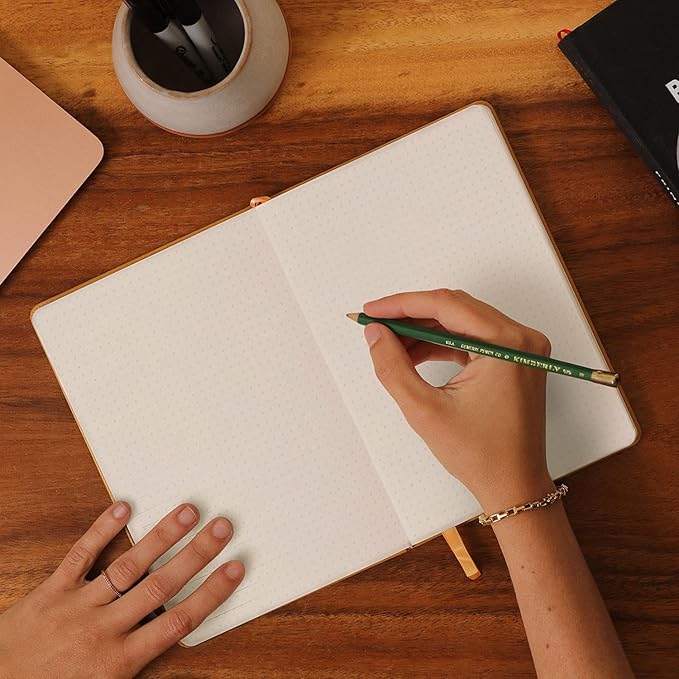 Hardcover Dotted Journal with Thick 100 gsm Paper A5 size (8.3 inches x 5.4 inches) - Daily Writing Notebook for Travel, School and Office Use - Diary Journal for Women and Men - Ink Blue