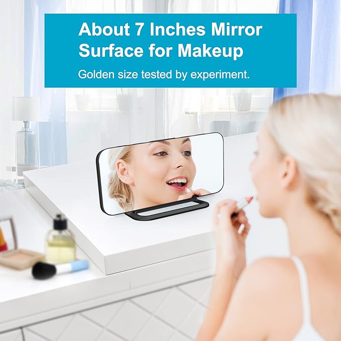 Slim LED Digital Alarm Clock, Mirror Surface for Makeup, with Diming, Large Display, Easy Setting, USB Ports, Modern Decor for Bedroom, Desk, Idea for Women, Sister, College Girl, Black