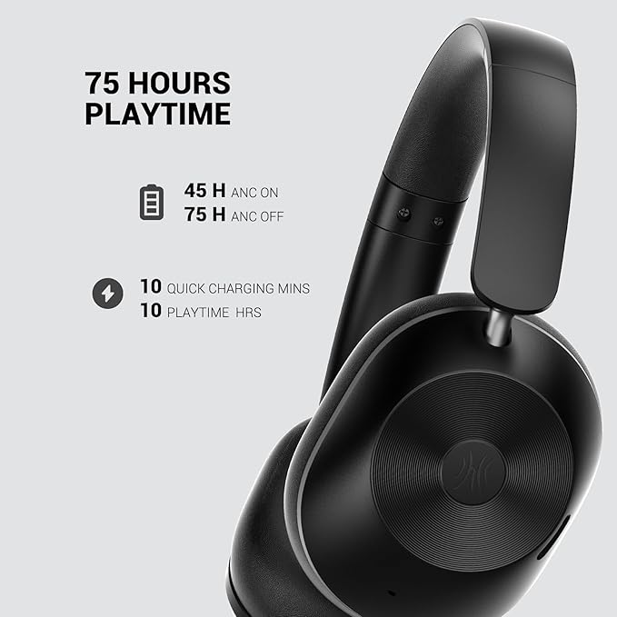 OneOdio Focus A5 Wireless Over-Ear Headphones, Hybrid Active Noise Cancelling, 75H Playtime, Hi-Res LDAC Wireless Audio, Bluetooth 5.4, Built-in Mic for Clear Calls, Low Latency Game Mode