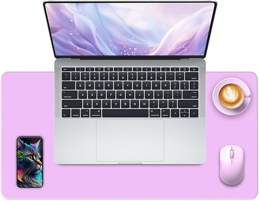Non-Slip Desk Pad, 24" x 14" Large Mouse Pad, PU Leather Desk Mat with Suede, Laptop Desk Pad, Waterproof Keyboard Pad, Desk Blotter for Office/Home/Decor (Violet)