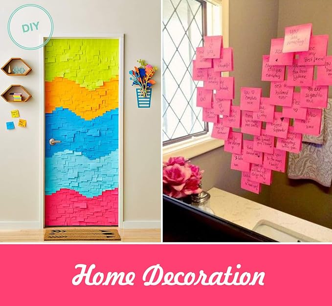 Sticky Notes Large 1000 Sheets,3 x 5'' Self-Stick Note Pads,Bright Colorful Sticky Notes 76x127mm,Super Sticking Memo Pads Clean Removal,Easy to Post Sticky Pads for Office Home School,10 Pack