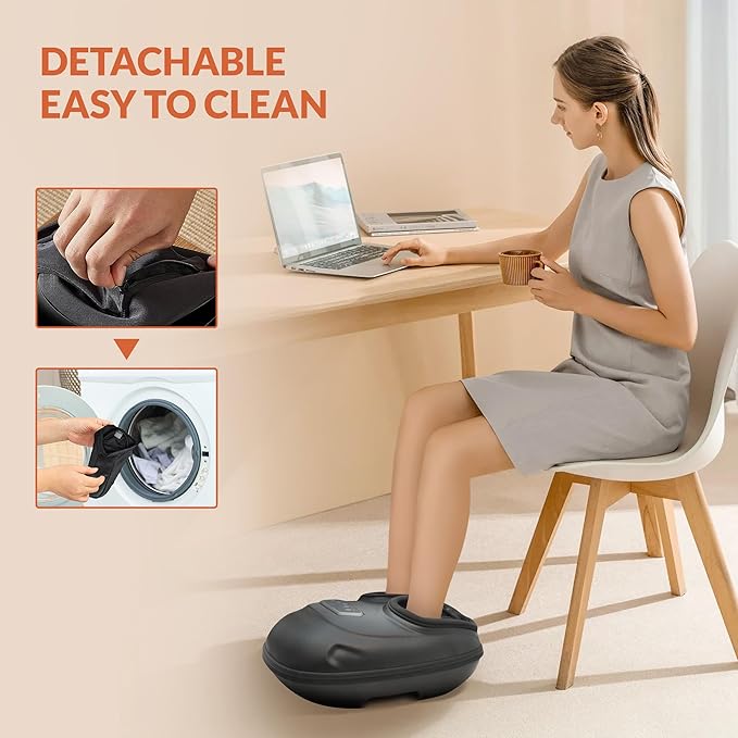 CILI Shiatsu Foot Massager Machine with Heat, Electric Feet Massager for Neuropathy, Independent Compression Rolling Vibration, Foot Warmer, Fits Up to Men Size 13, Gifts for Mom Dad