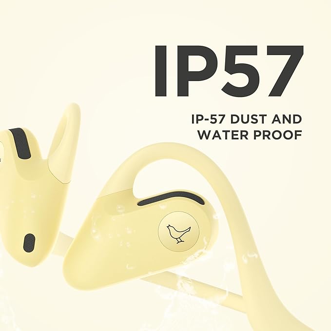 Libratone UP Open Ear Bluetooth Headphones, Weight only 23.5g, dust and Water Resistant, up to 8 Hours of Battery Life, Premium Sound for Workouts and Sports, Dual-mic AI Clear Calls (Yellow)