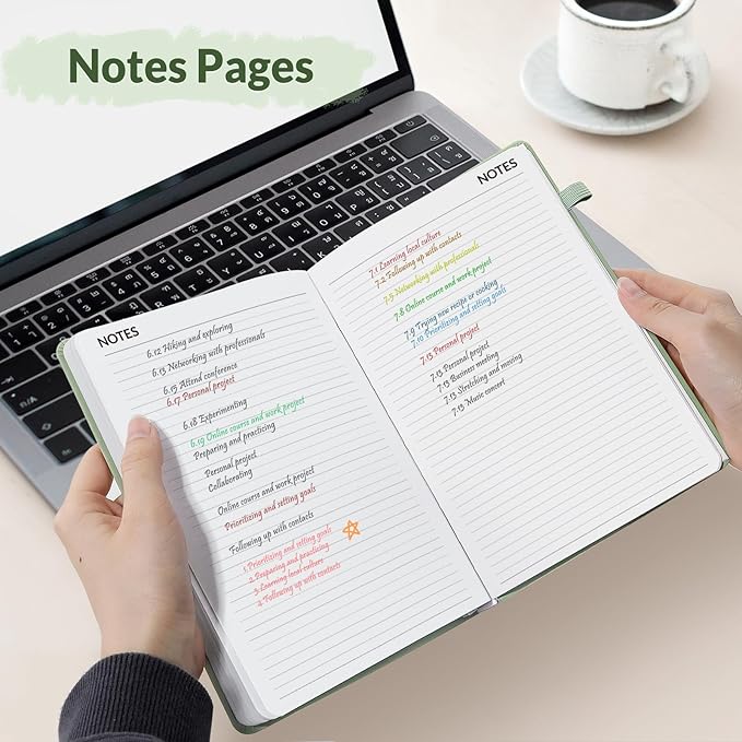 SUNEE 2026 Weekly & Monthly Hardcover Planner 5.5" x 8.3" - 12 Month (January 2026 - December 2026), Small Hardcover Planner, Pocket, Notes, 100 GSM Paper, Sage Green