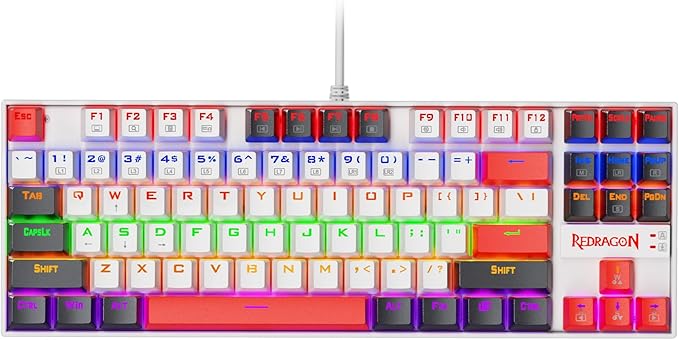 Redragon K552 Mechanical Gaming Keyboard, 87-Key Compact, LED Gaming Keyboard with Red Switches, Anti-Ghosting, Metal Frame for PC Gaming & Typing, Beginner-Friendly (Neo Nocturne)