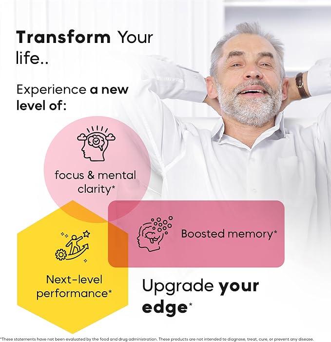 Memory & Focus Nootropic – Brain Neuro Matrix with Ginkgo Biloba & Huperzine A – Vegan, Natural, Caffeine-Free – Supports Clarity & Mood for Students, Seniors & Professionals – 90 Caps 3-Month Supply