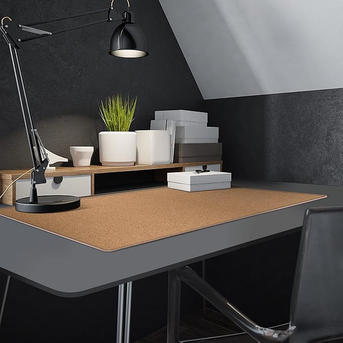 MAIDERN 40" x 16" Reversible XXL Cork & Leather Desk Pad, Full Desk Mat Protector for Gaming Home Office (Cream)