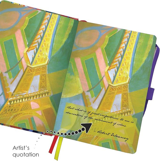 RainCaper Vegan Leather Journal Notebook, 160 Dot-Grid Pages, 5.7 inches x 8 inches, Journal - Delaunay Eiffel Tower