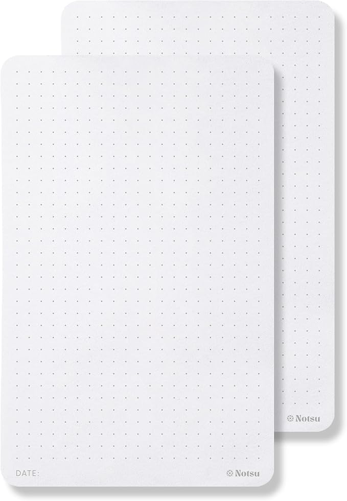 Notsu Dot Grid Small Desk Notepad 2 Pack | Minimalist Dotted Memo Note Pads with Premium Thick Paper, 3.9" x 6.3"