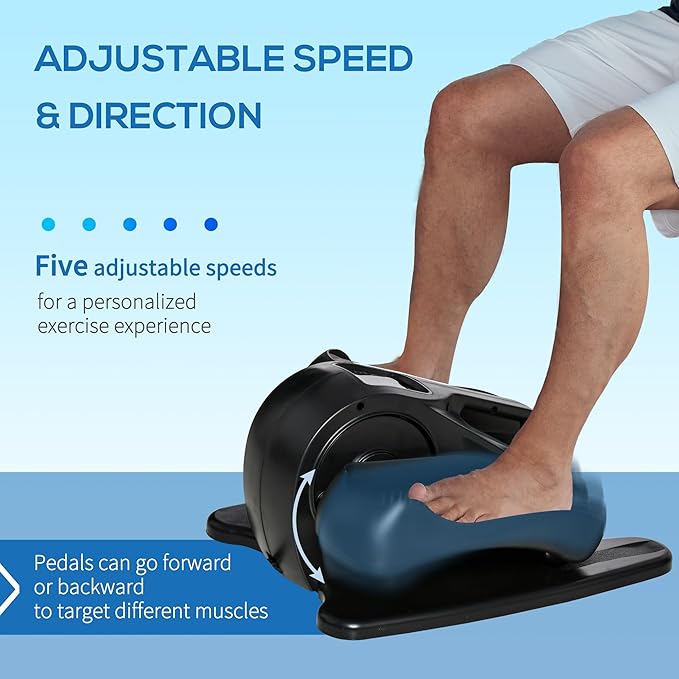 Soozier Under Desk Elliptical Exercise Machine, Powered Ellipse Leg Exerciser, Mini Rehabilitation Bike with Adjustable Speed, Remote & LCD Display for Home & Office