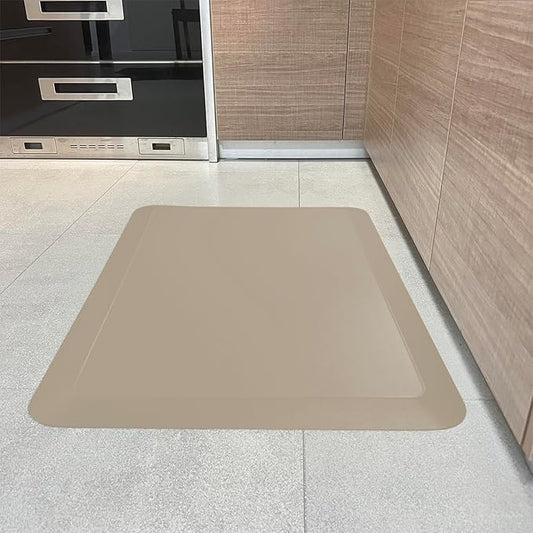 1" Extra Thick Anti Fatigue Floor Mat 70" L x 17" W,Kitchen Mat, Standing Desk Mat,140D Advanced PU Foam Ergonomic Comfort at Home, Office, Garage, Sink (Beige)