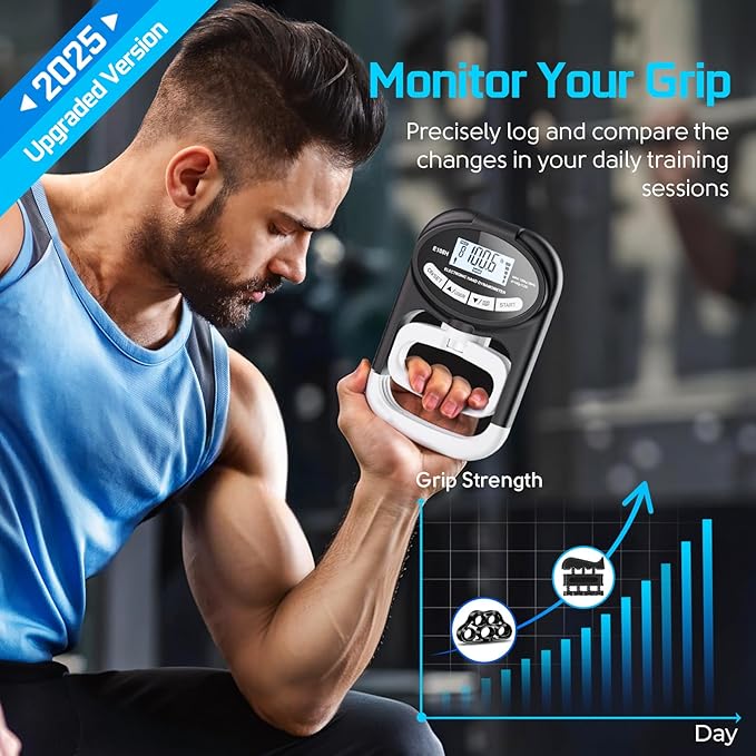 Grip Strength Tester Hand Dynamometer - Grip Strength Trainer Electronic Hand Gripper Strengthener Wrist Exerciser Meter Digital Training Gauge 265 Lbs / 120 Kgs for Sport School Home Use
