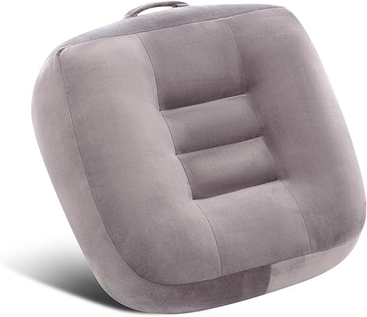 Extra Large Seat Cushion, Thick Chair Cushion Booster for Office Chair, to Rise Height, Velvet Cover with Handle and Anti-Slip Bottom, PP Cotton Filling, Coccyx Pain Relief (Grey, X Large)
