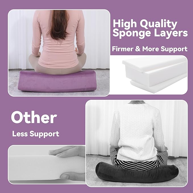 MABOZOO Yoga Bolster Set, Velvet Cover High Density Foam Pillows for Restorative Yoga and Meditation, Rectangular and Cylinder Bolster Pillow Meditation Cushion Pillow For Women Leg