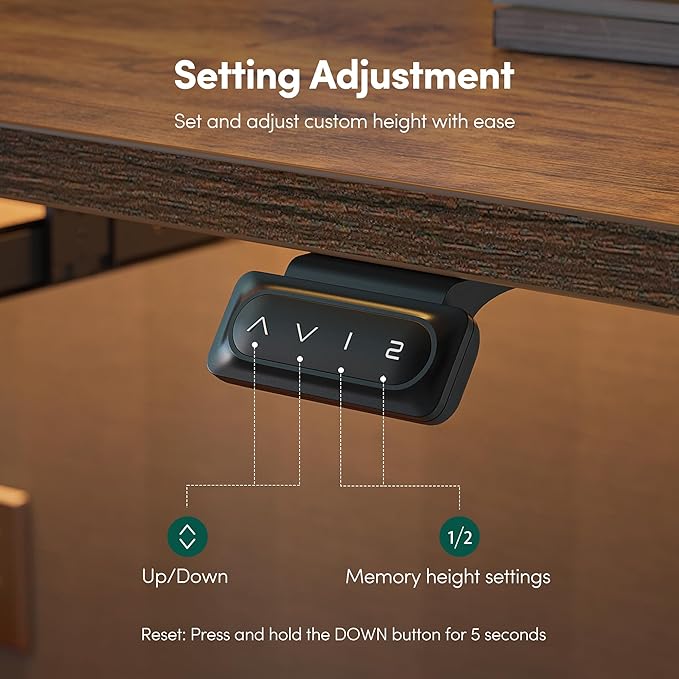 FEZIBO Standing Desk with Keyboard Tray, 60 x 24 Inch Adjustable Height Sit Stand Desk with Memory Presets for Home Office, Ergonomic Computer Workstation, Rustic Brown