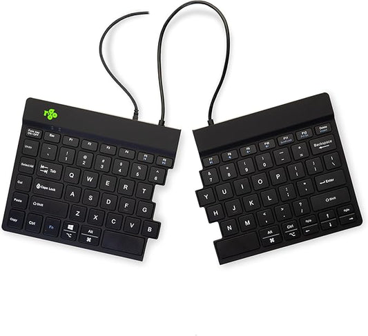 R-Go Split Keyboard, Scissors Mechanism, Anti Carpal Tunnel Keyboard, 2 Part Ergonomic Design with Break Software, Ultra-Thin, QWERTY (US) Layout, USB-C Wired, Compatible with Windows/MacOS, Black