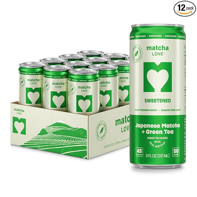 matcha LOVE Matcha + Green Tea, Sweetened, 8 Ounce (Pack of 12)