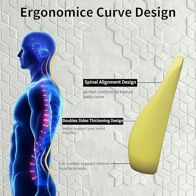 Memory Foam car Lumbar Support Pillow - Memory Foam Back Cushion - Used for car Seats, Office Chairs, recliners, Sofas, etc. (Black)