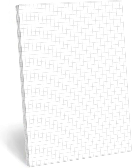 321Done Graph Paper Notepad - 50 Sheets (5.5" x 8.5") - 0.20" Grid Planning Note Pad - Thick Premium Paper - Made in USA - Plain White