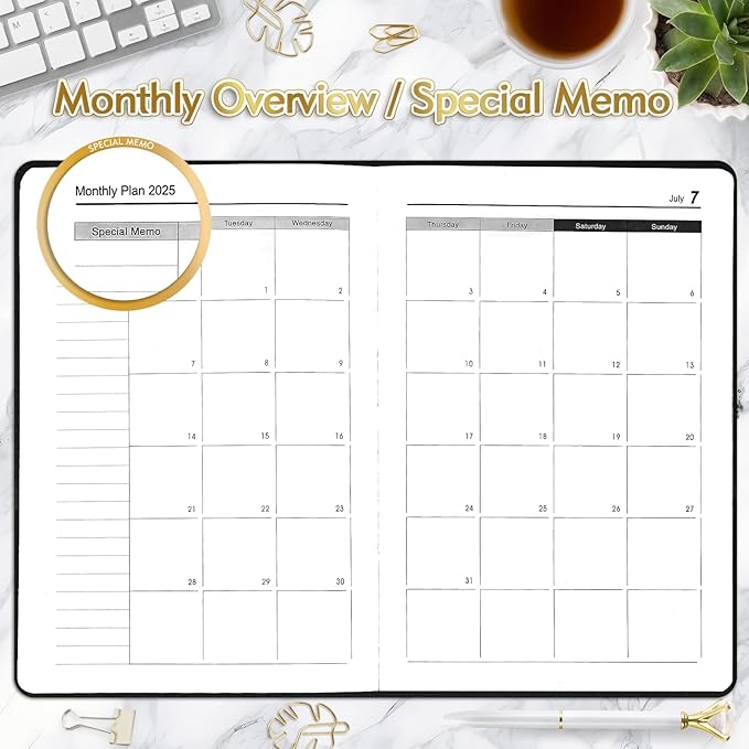 KESOTE Large Daily Planner 2025-2026 Full Page Per Day, Hourly Schedule 8.5" x 11" Academic Diary Day Planner 12 Month (July 2025 - June 2026), Hardcover Weekly Monthly Agenda, Black