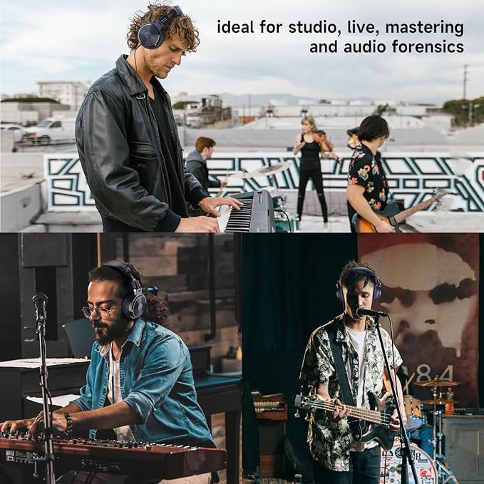 OneOdio Wired Over Ear Headphones Studio Monitor & Mixing DJ Stereo Headsets with 50mm Neodymium Drivers and 1/4 to 3.5mm Jack for AMP Computer Recording Podcast Keyboard Guitar Laptop - Dark Blue