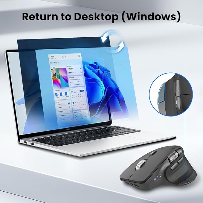 Wireless Bluetooth Mouse, Ergonomic Rechargeable Silent Mouse with Multi-Device, Adjustable DPI, Flying Scroll & Thumb Wheel, Bluetooth Mice for Laptop, Computer, Tablet, Smartphone (Black)