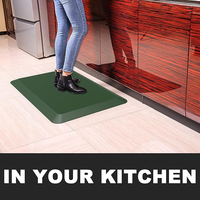 Anti Fatigue Floor Mat,Kitchen Mat, Standing Desk Mat – Comfort at Home, Office, Garage - Polyurethane(PU) Foam (Green, 40" L x 17" W x 1" Th)