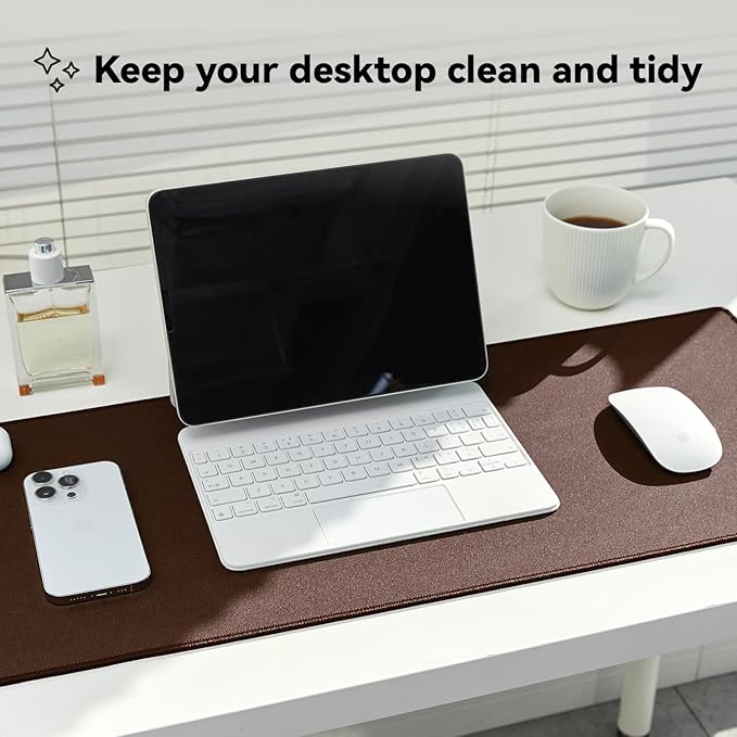 Waterproof Large Gaming Mouse Pad with Durable Stitched Edges, Non-Slip Rubber Base, Grainy Jacquard Mouse Mat Desk Pad for Home Office Gaming, 15.74"x35.43"x0.12", Coffee