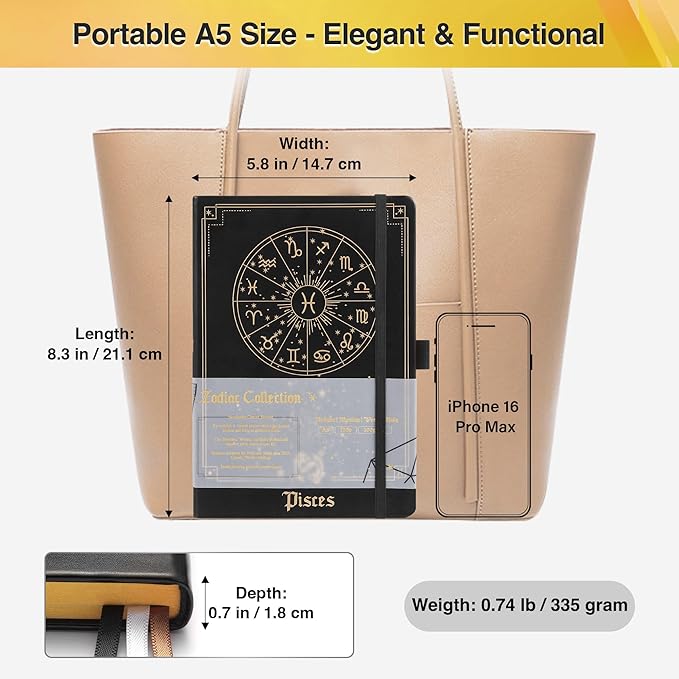 Pisces Zodiac Astrology Undated Monthly Weekly Daily Planner Journal A5 5.8" x 8.3" 160 Pages 100GSM Paper 2025 2026 2027 Holidays Calendar