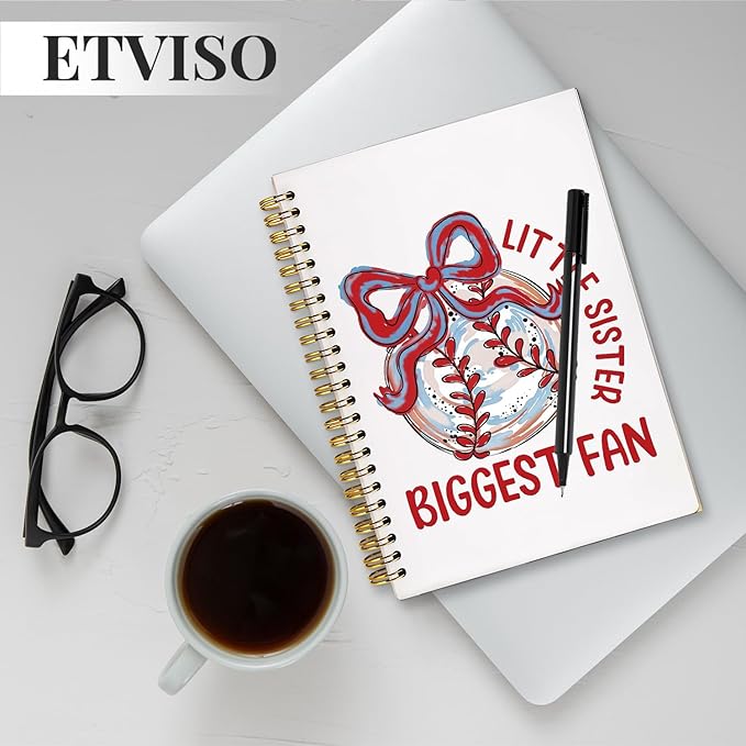 Red Coquette Bow Baseball Notebook, Baseball Fan Gifts Notebooks for Note Taking, Baseballs Lover Gifts Journal, Little Sister Biggest Fan Journals for Writing, 5.5x8.3 Inch