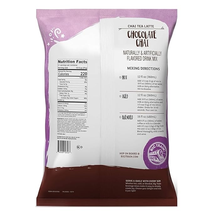 Big Train Chocolate Chai Tea Latte Beverage Mix, 3.5 Pound (Pack of 1)