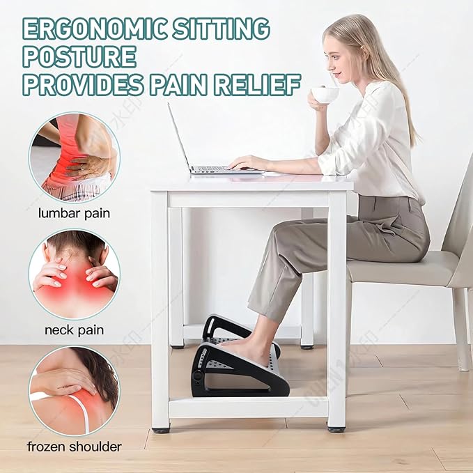 Foot Rest, Six Heights Adjustable Foot Rest for Under Desk at Work, Ergonomic Foots Stool for Under Office Desks, Under Desk Footrest with Foot Massage Roller, Chair Footrest for Leg Rests
