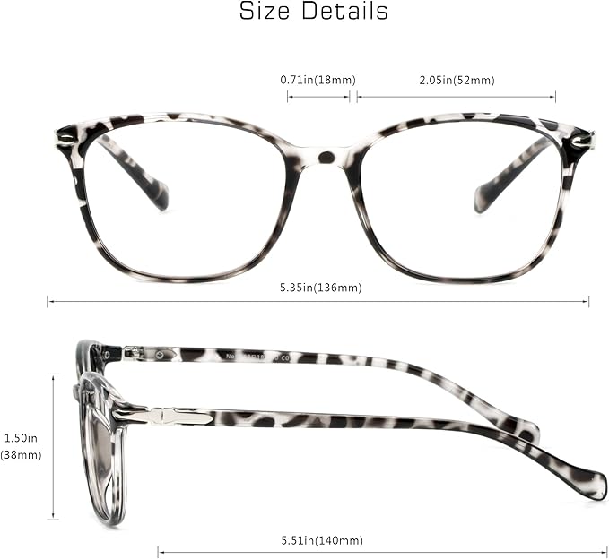 VisionGlobal Blue Light Blocking Glasses for Women/Men, Anti Eyestrain, Computer Reading, TV Glasses, Stylish Square Frame, Anti Glare(Leopard,+3.75 Magnification)