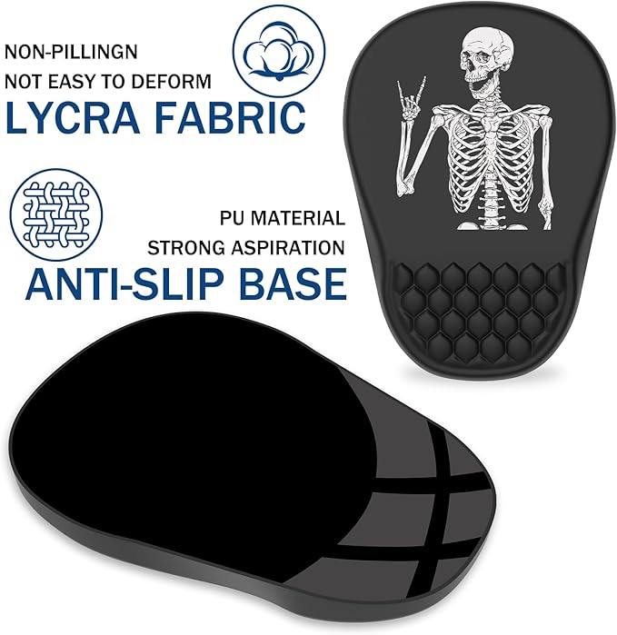 Ergonomic Mouse Pad Wrist Support, with Memory Foam & Non-Slip PU Base, Comfortable Massage Design Mouse Pad Relieve Wrist Fatigue&Pain, Suitable for Computer, Office and Home(07Human Skeleton)