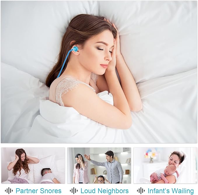 Tondiamo 200 Pairs Ear Plugs Reusable Silicone Earplugs with Cord Sleeping Individually Wrapped Hearing Protection Noise Cancelling Earplugs for Work Construction Shooting Sports(Fresh)