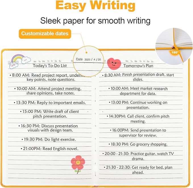 Lined Journal Notebook for Women Men,5.5"x8.3",100 GSM Thick Paper, A5 Hardcover Leather Journaling Notebooks for Writing,Travel,Work & School,College Ruled Notebooks for Note Taking Diary(Orange)