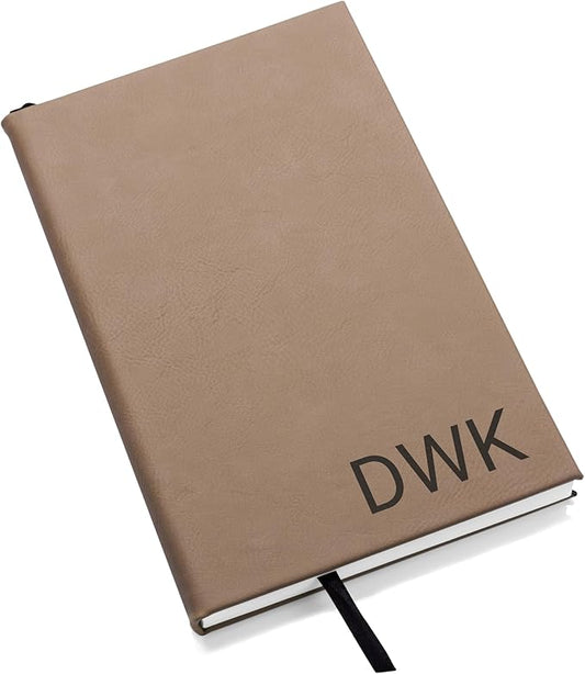 Lifetime Creations Custom Notebook Journal with Monogram (Light Brown) - Personalized Journaling Notebook, Hard Cover Notepad, Gift for Employees, Travelers, Business Professionals