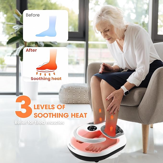 Foot Massager with Heat Shiatsu Foot Massager with Remote Deep Relief for Tired Muscles Electric Feet Massage Machine for Home and Office Gifts for Mom Dad White