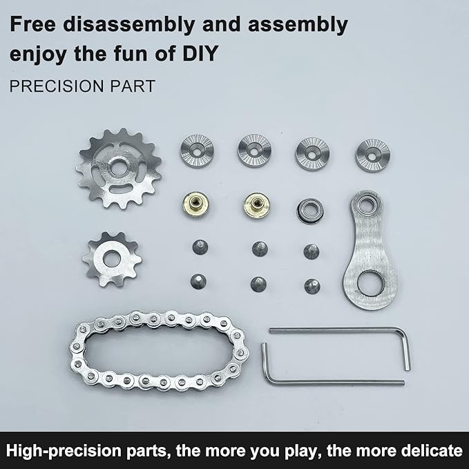 Bike Chain Gear Fidget Spinner, Metal Sprocket Chain Fidget Toy, Stress Anxiety Relief Fidget Toy, Focus Finger Spinning Toy, Stainless Steel Mechanics W/Smooth Bearings EDC Novelty Toy