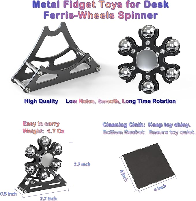 Desk-Fidget-Toys for Ferris-Wheels-Spinner: 4mins Kinetic-Metal-Spinner, Cool-Gadgets-Stuff for Kid Children Teen Adult EDC-Toy, ADHD Tools Stress Relief for Office Home School Men Woman Christmas
