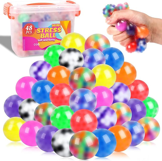 48 Pack Stress Balls, Squishy Ball, Squeeze Balls for Adults, Anti-Anxiety and Fidget Balls to Relax, Party Favors
