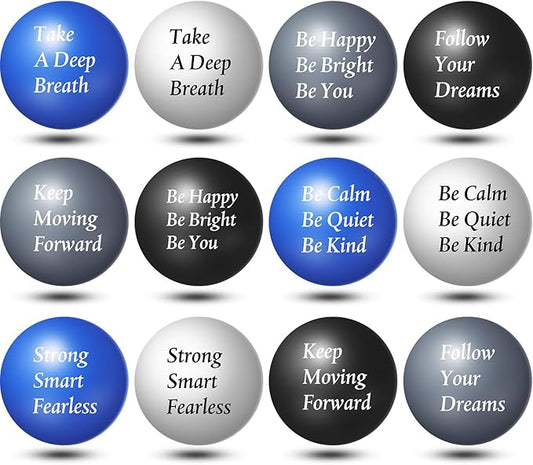 Aoriher 36 Pcs Motivational Stress Balls Colorful Stress Balls Bulk Quotes Inspirational Funny Foam Toys Hand Exercise Gifts for Office Small Toys for Motivating Supply(Elegant Color)