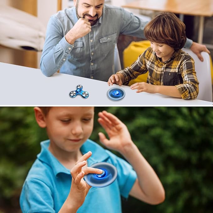 Fidget Spinners Toy, 3-8 Min Spins Time Stainless Steel Bearing Metal Fidget Spinner, EDC ADHD Stress Anxiety Relieves Fidgets Finger Toys, Novelty Toy for Kids and Adults (Blue)