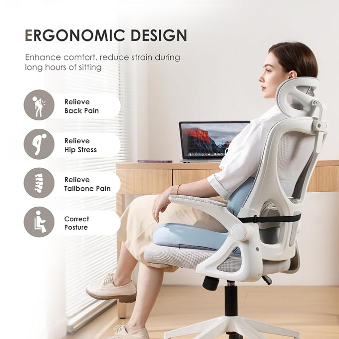 FLORICH Memory Foam Truck Seat Cushion with Adjustable Strap,Seat Cushion and Lumbar Support Pillow for Car Office Chair, Ergonomic Back Support & Sciatica Relief for Long Drives(Green)