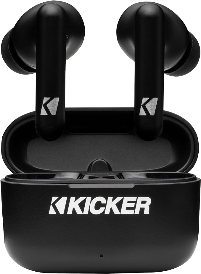 KICKER TWS2 True Wireless Earbuds, Bluetooth Earbuds with Microphone, Environmental Noise Cancelling, Wireless Earphones for Android and iOS, Fast Charging Case USB-C with 24 Hours of Playtime