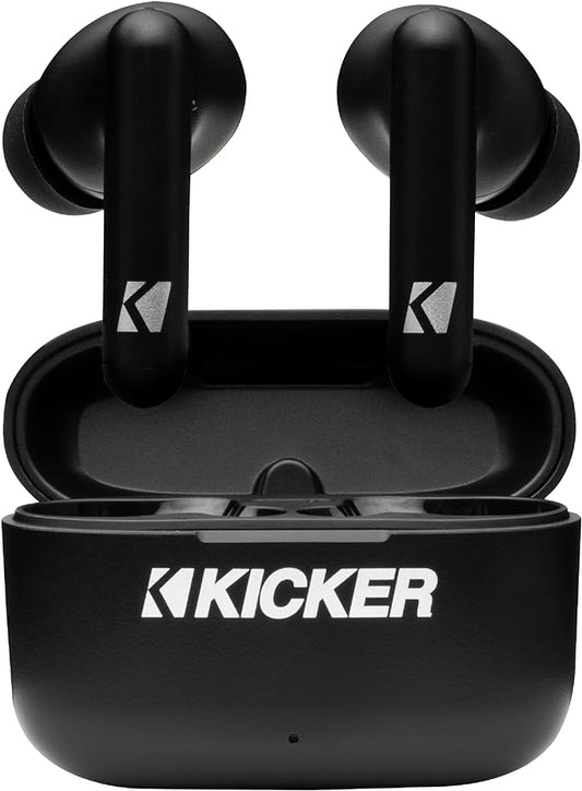 KICKER TWS2 True Wireless Earbuds, Bluetooth Earbuds with Microphone, Environmental Noise Cancelling, Wireless Earphones for Android and iOS, Fast Charging Case USB-C with 24 Hours of Playtime
