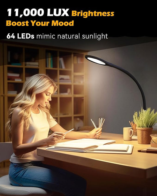 Aoife Light Therapy Floor Lamp, 11000 Lux Full Spectrum Sun Light Therapy Lamp, No UV Sunlight Lamp with 10 Color Temperatures and 10 Brightness Levels (Black)