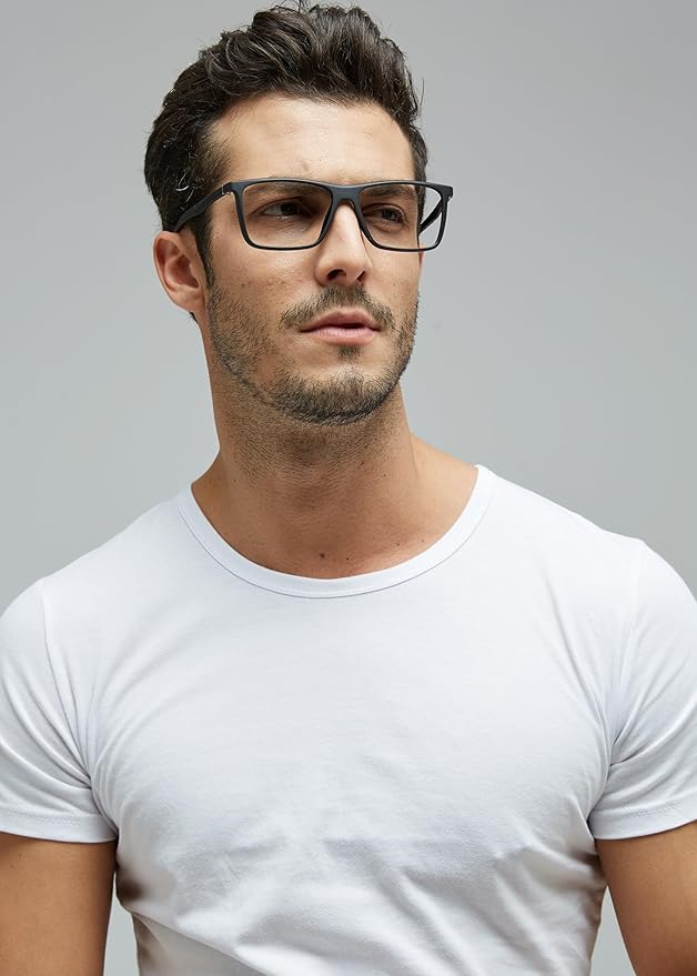 GUDVUE Blue Light Glasses for Men Rectangle Computer Glasses Gaming Eyeglasses, Black