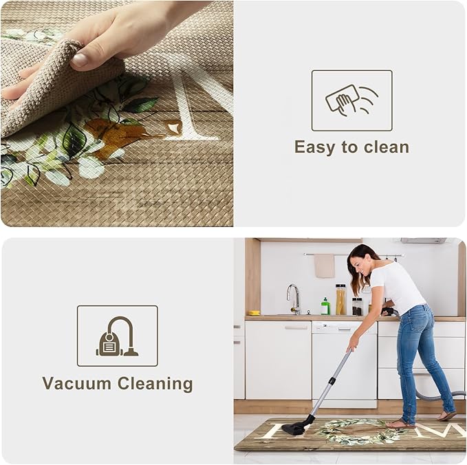 KIMODE Comfort Kitchen Mats Cushioned Anti Fatigue,Farmhouse Spring Kitchen Sink Rug Non Slip,Waterproof Memory Foam Standing Desk Mat for Office Home Doorway,20"x39",Khaki