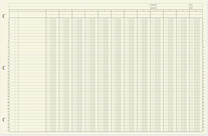 BookFactory Ledger Pad/Large 12 Column Accounting Ledger Columnar (Twelve Columns) Pads - 17'' x 11'', 50 Pages, Notepad Landscape Format (PAD-050-CLCPD3(17x11-Ledger-12)-AX)